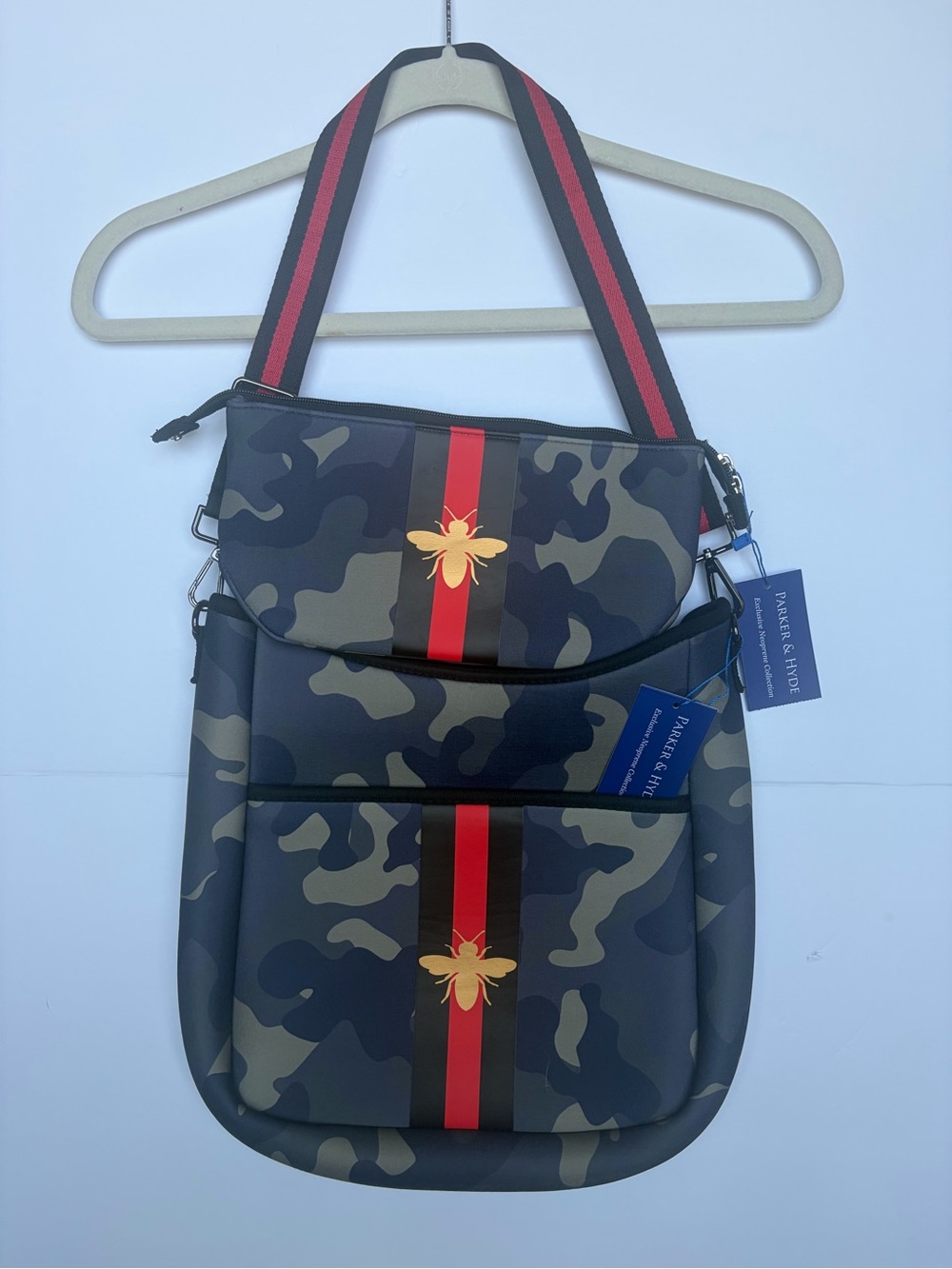 Parker & Hyde Camo Neoprene Tote Bag w/ Matching Zip Pouch NWT